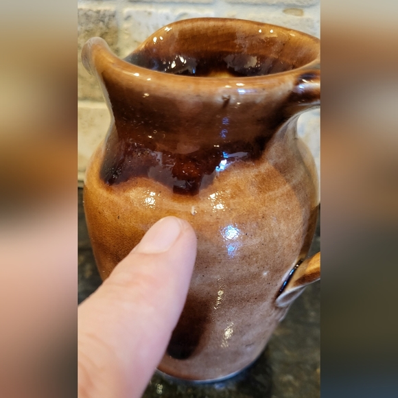 Cute Two Tone Brown Creamer Pitcher-John Barrow Pottery 1985 - Picture 9 of 13